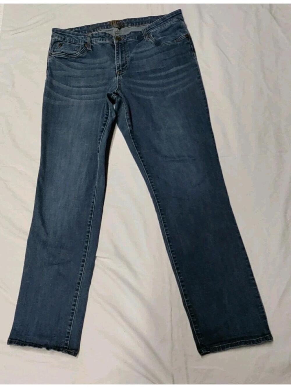 Kut From The Cloth Blue Medium Wash Slim Straight Denim Jeans Size 14